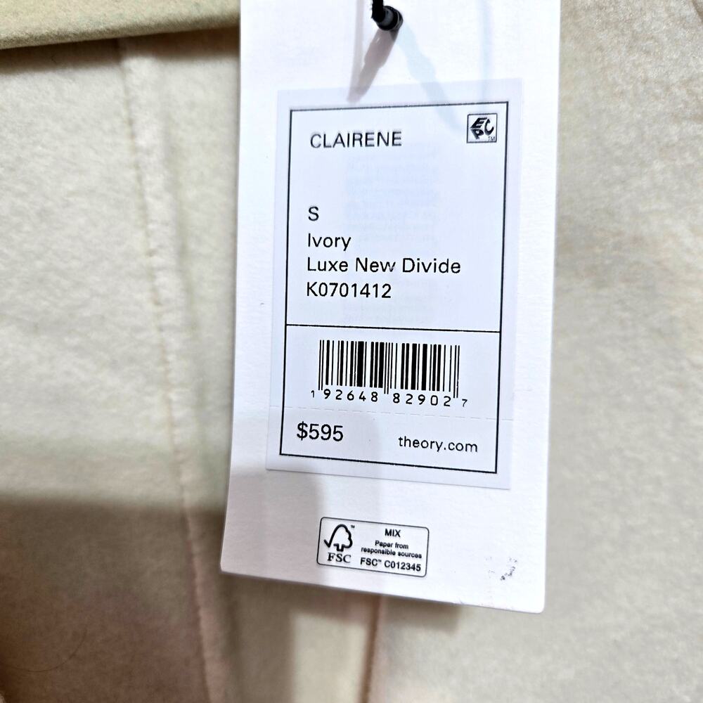 NWT Theory Clairene Wool Cashmere Jacket Ivory Retail $595 Size Small - Picture 9 of 9